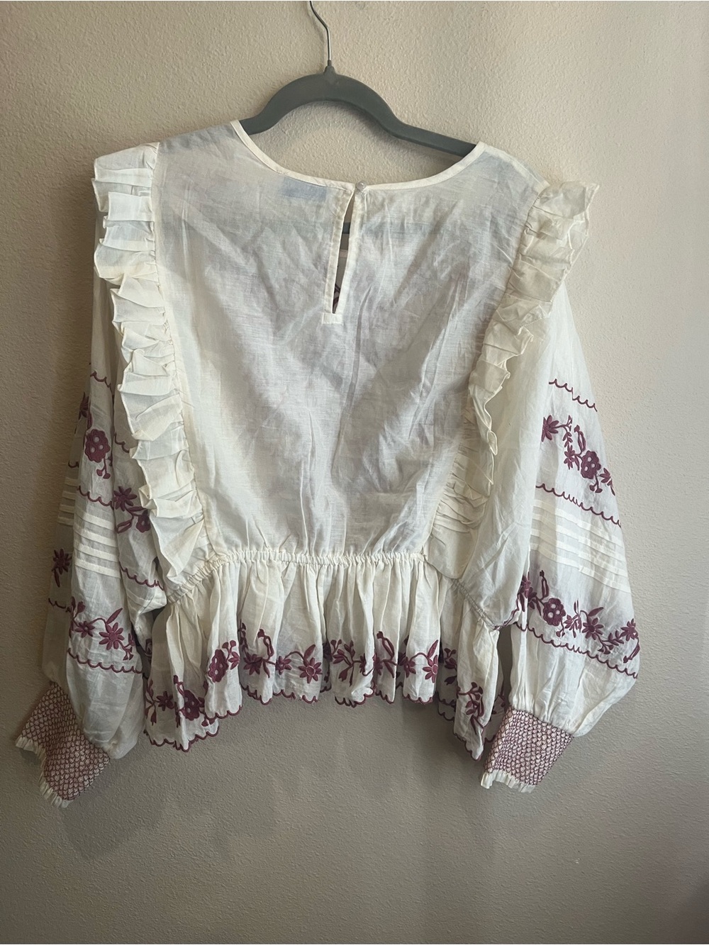 Calypso St. Barth Ivory Blouse with Rose Embroidery - Picture 3 of 5